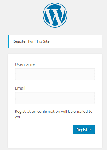 WordPress default registration form