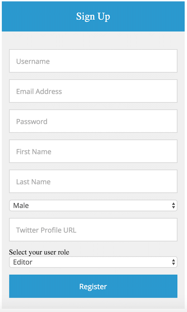 Select user role at WordPress registration