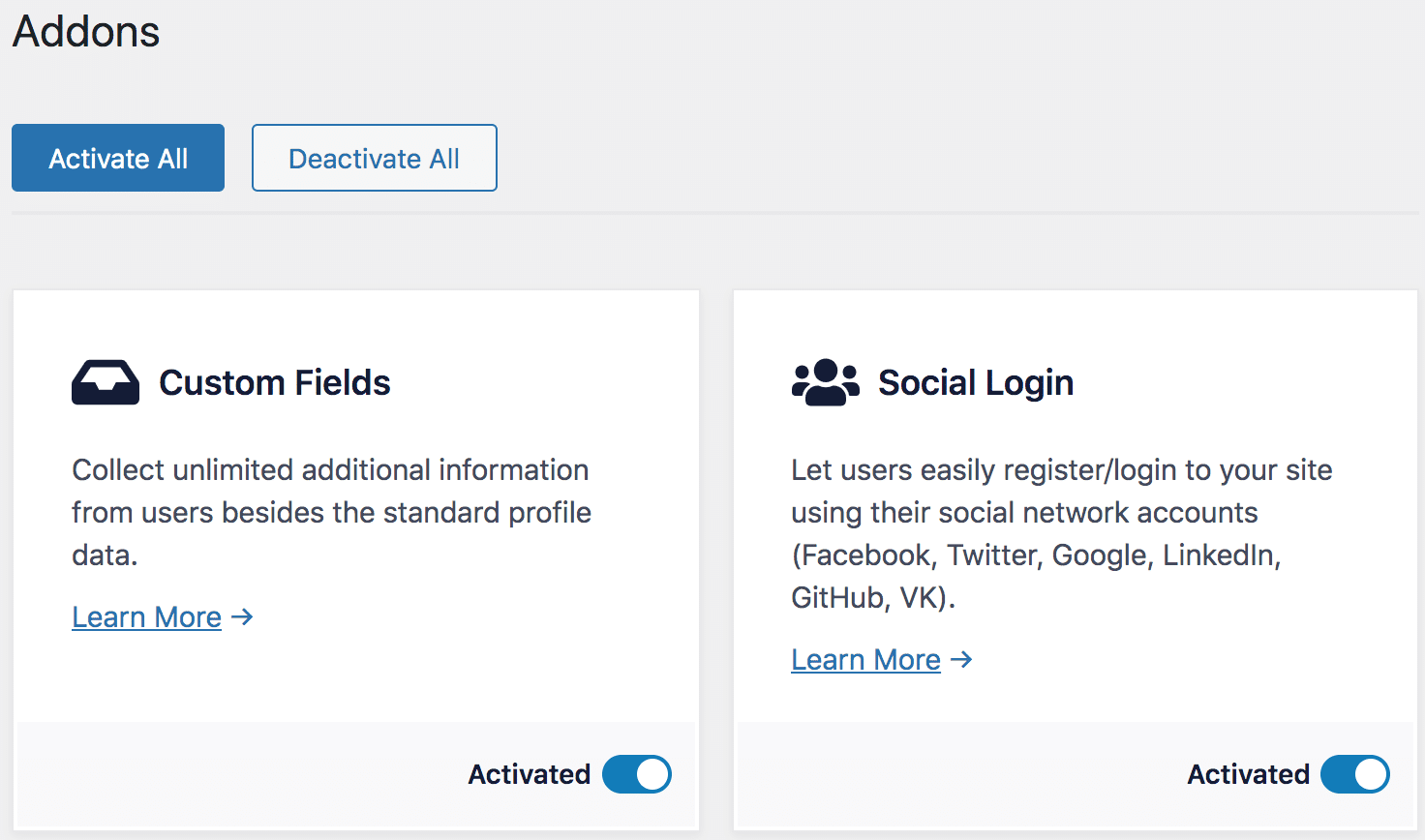 Activate Facebook sign up/log in