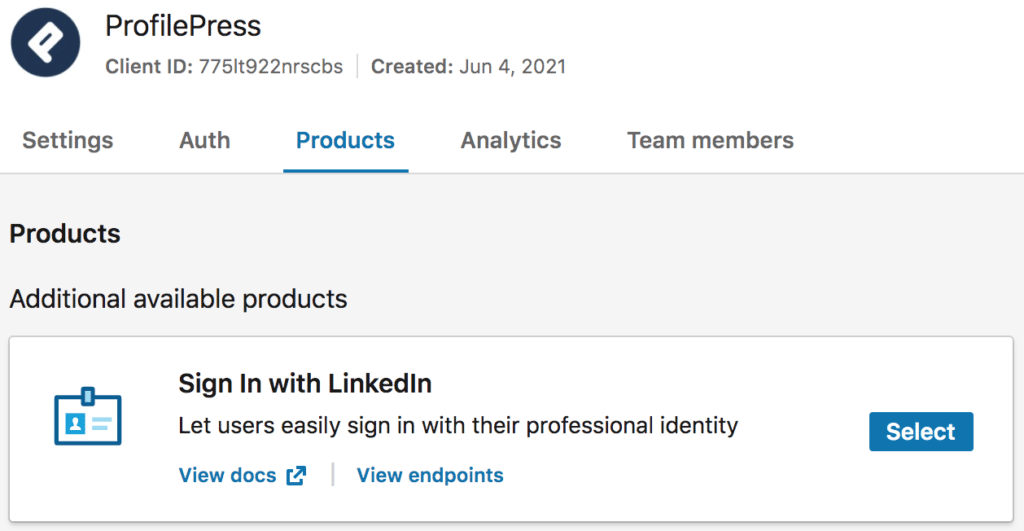 Setting up a LinkedIn Login