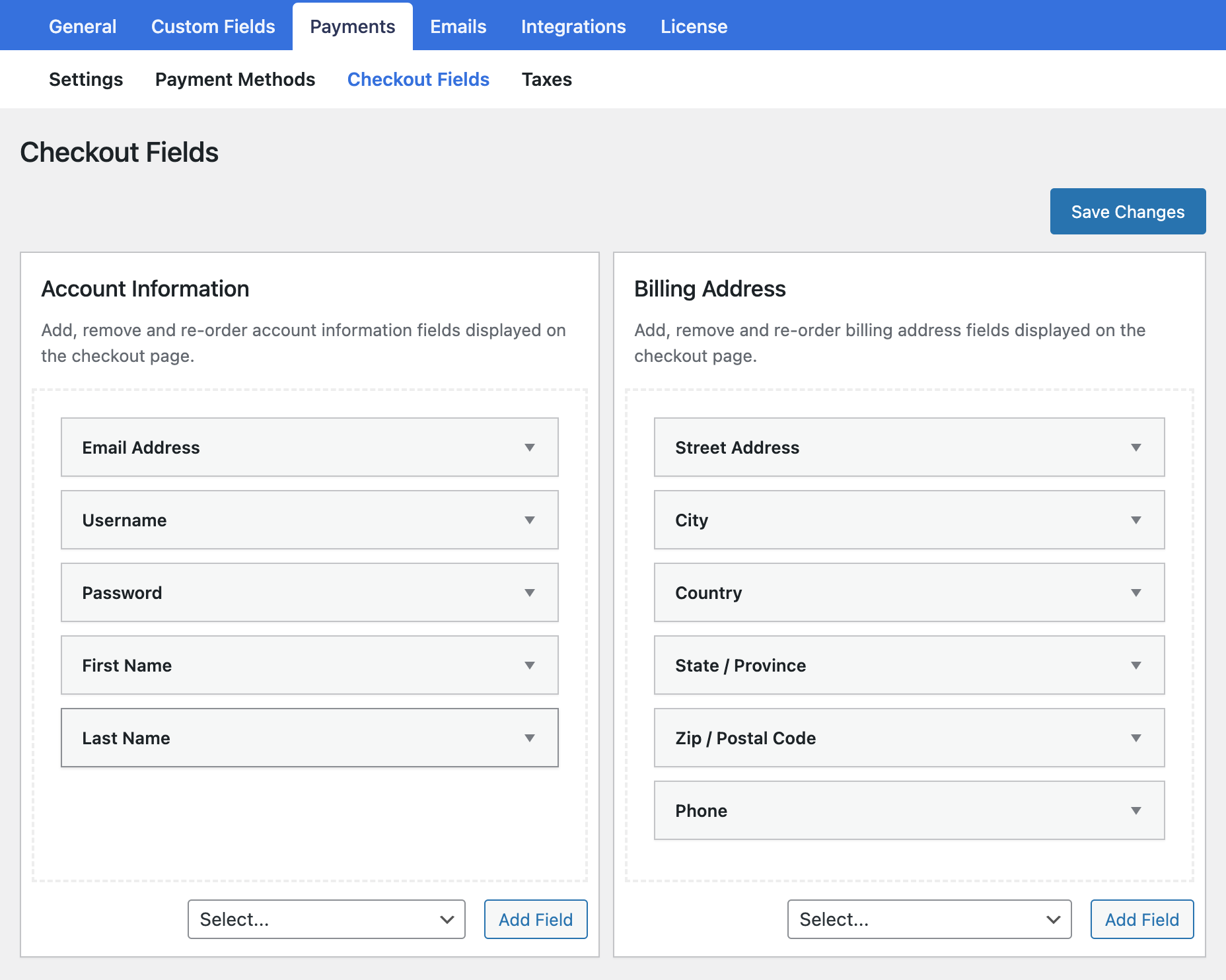 Managing Checkout Fields - ProfilePress