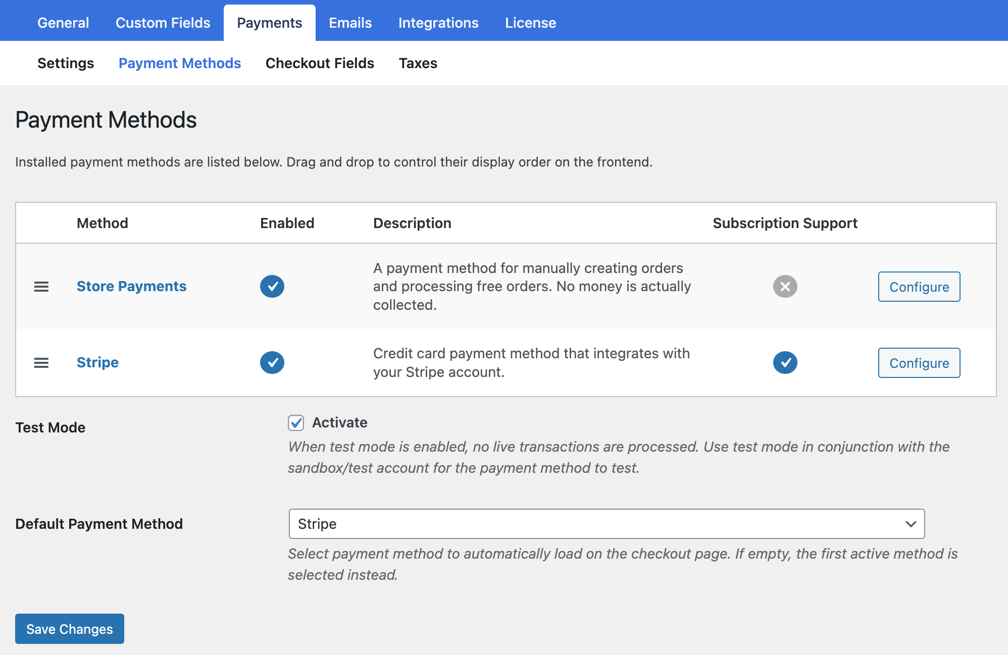 Managing Payment Methods ProfilePress