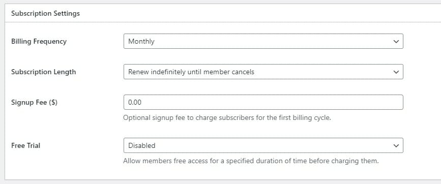 Scroll down to subscription settings section