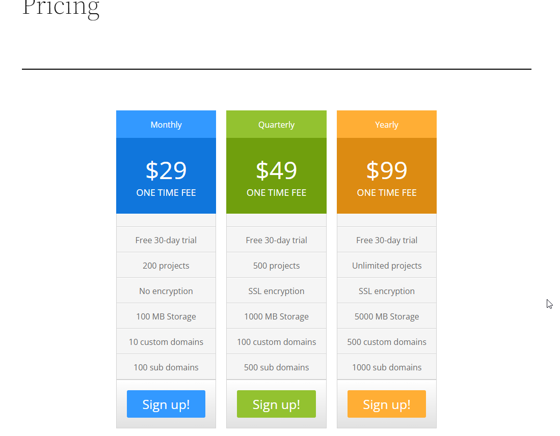 29. New Pricing Page