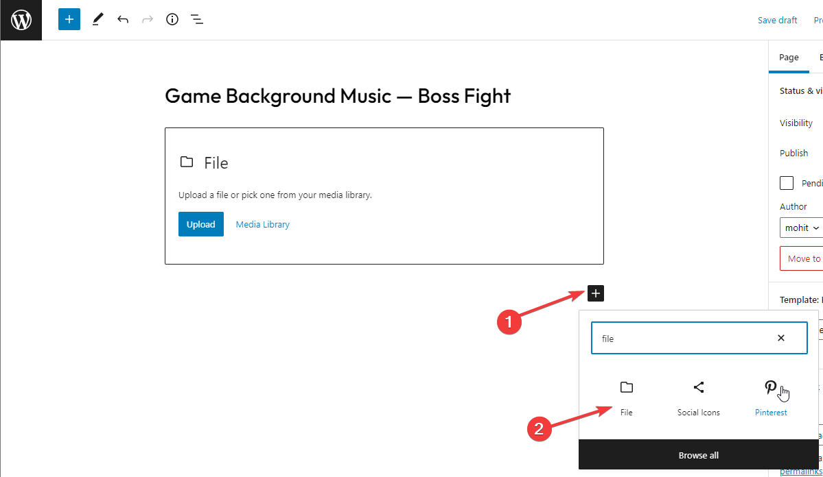 Add The File Upload Block