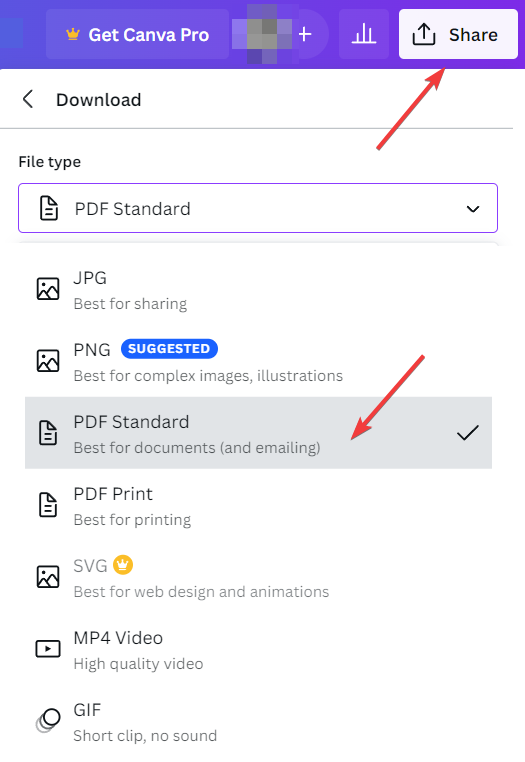 downloading document in pdf format