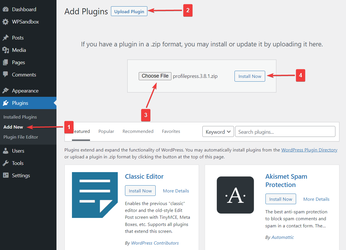 uploading plugin in wordpress