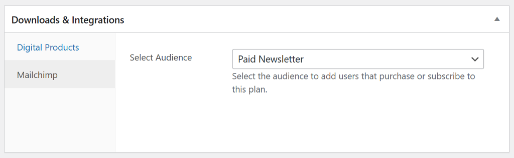 Select Mailchimp audience of your Paid newsletter