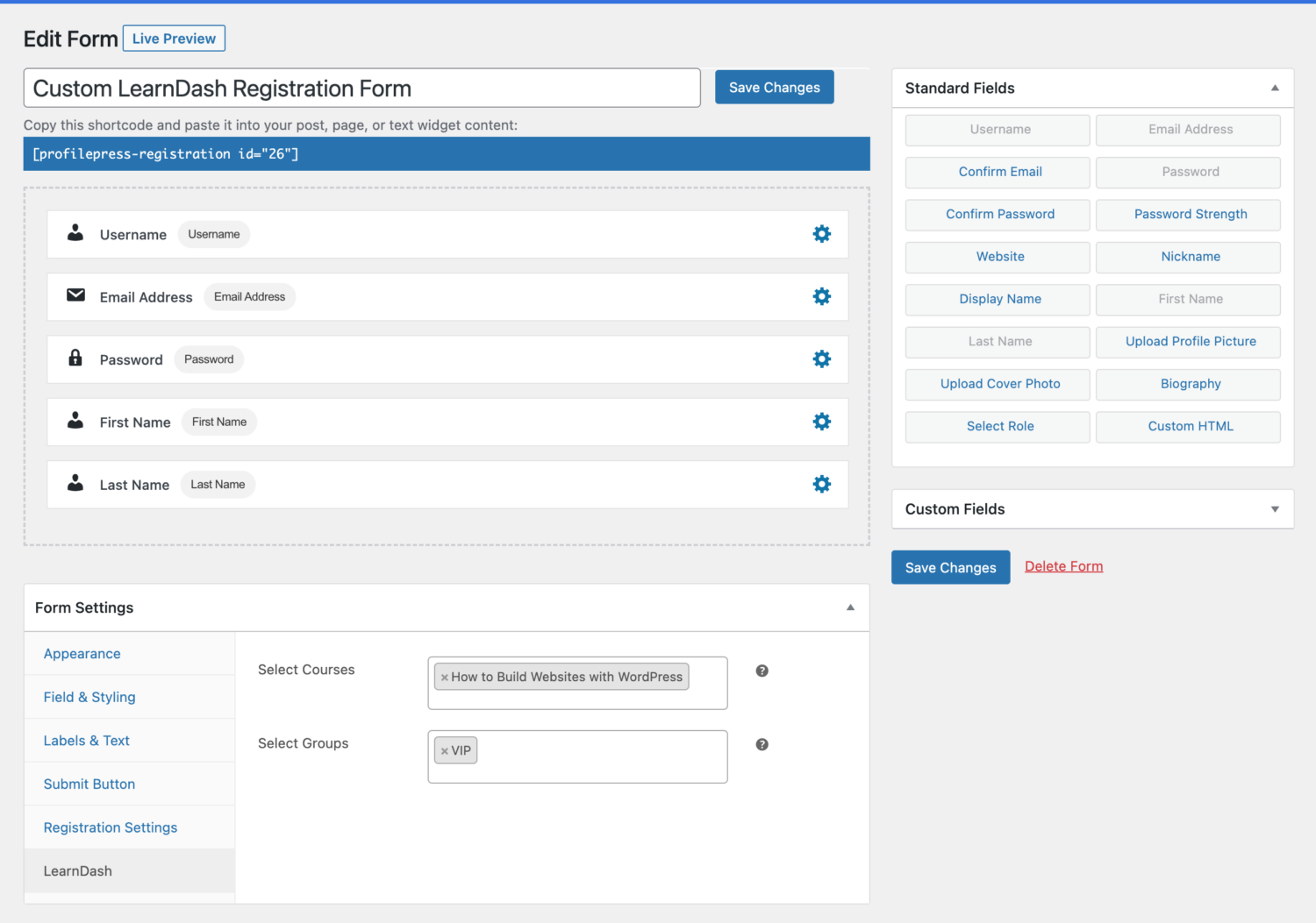 Setting Up The Learndash Addon Profilepress 8657