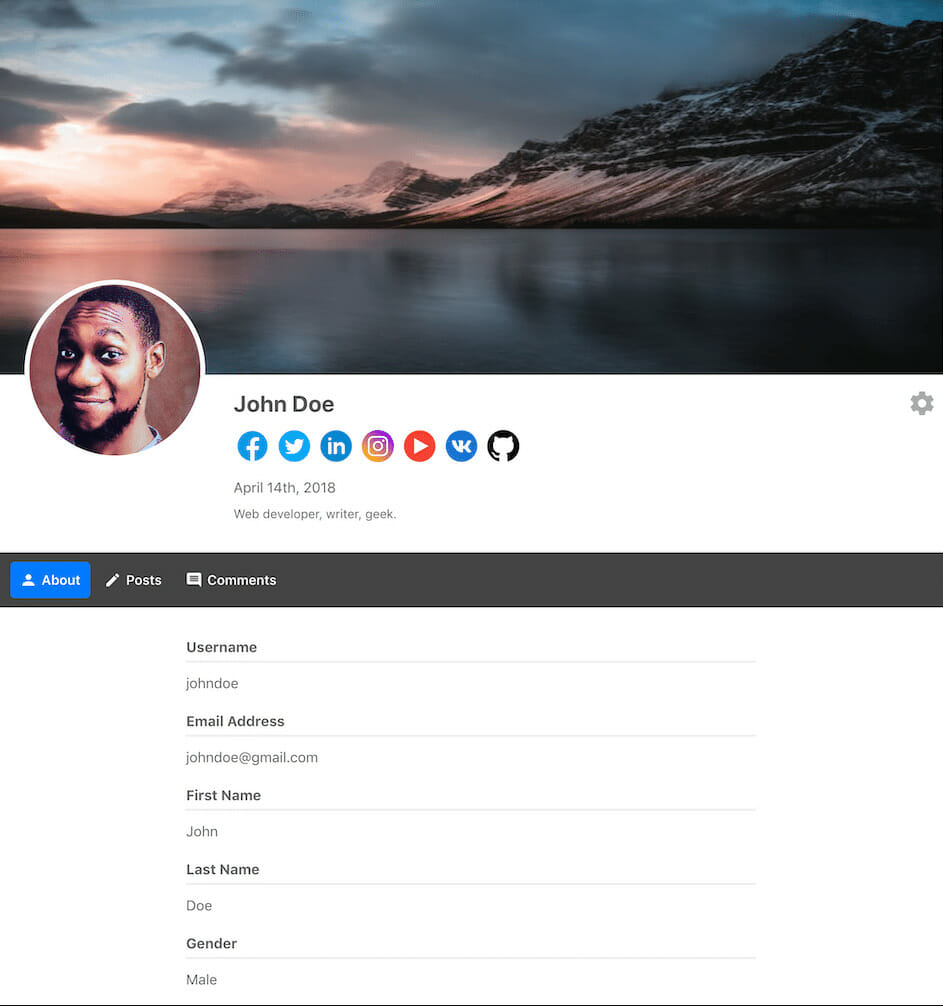 WordPress front-end user profile plugin preview