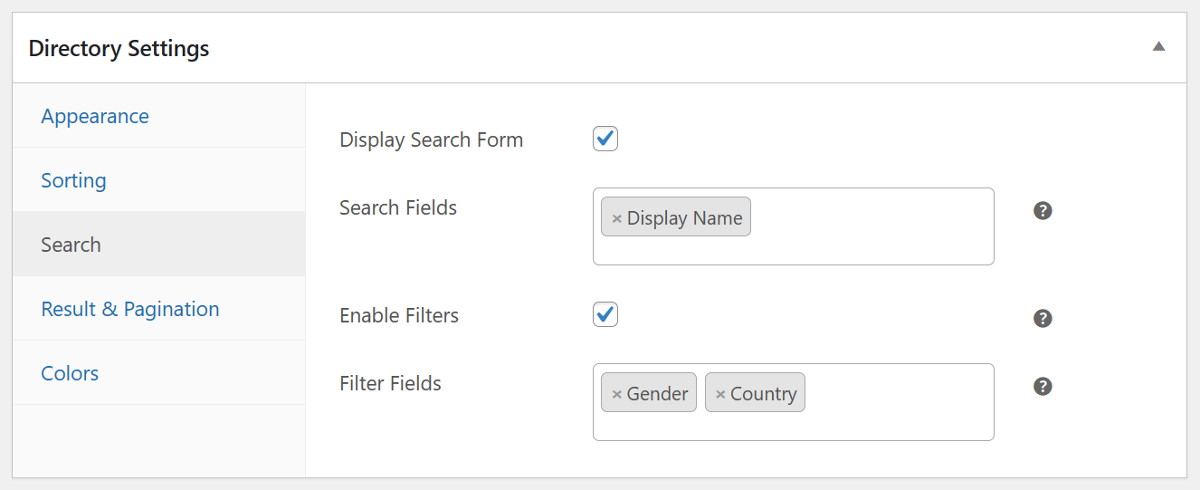 Enable search and filter