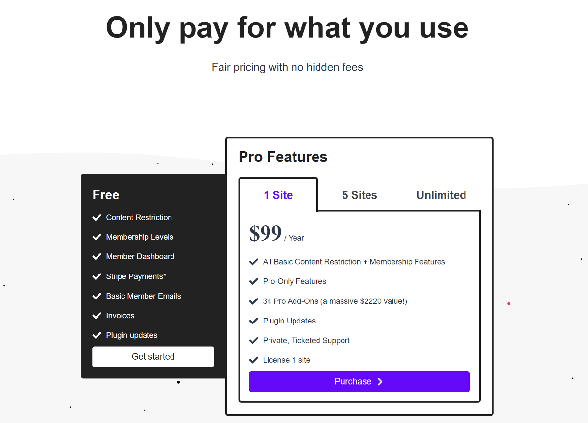 Restrict Content Pro pricing