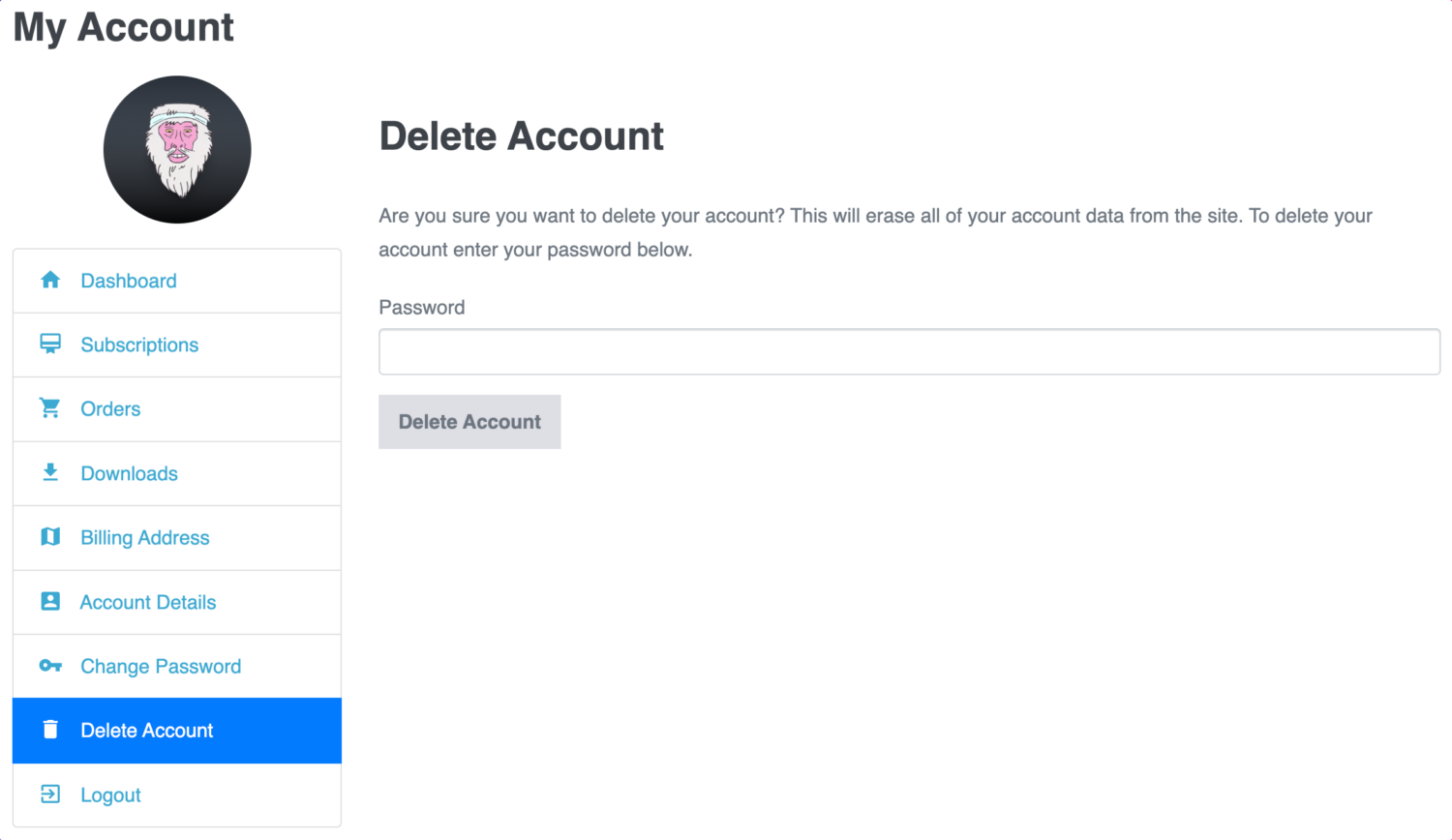 Let WordPress users delete their account