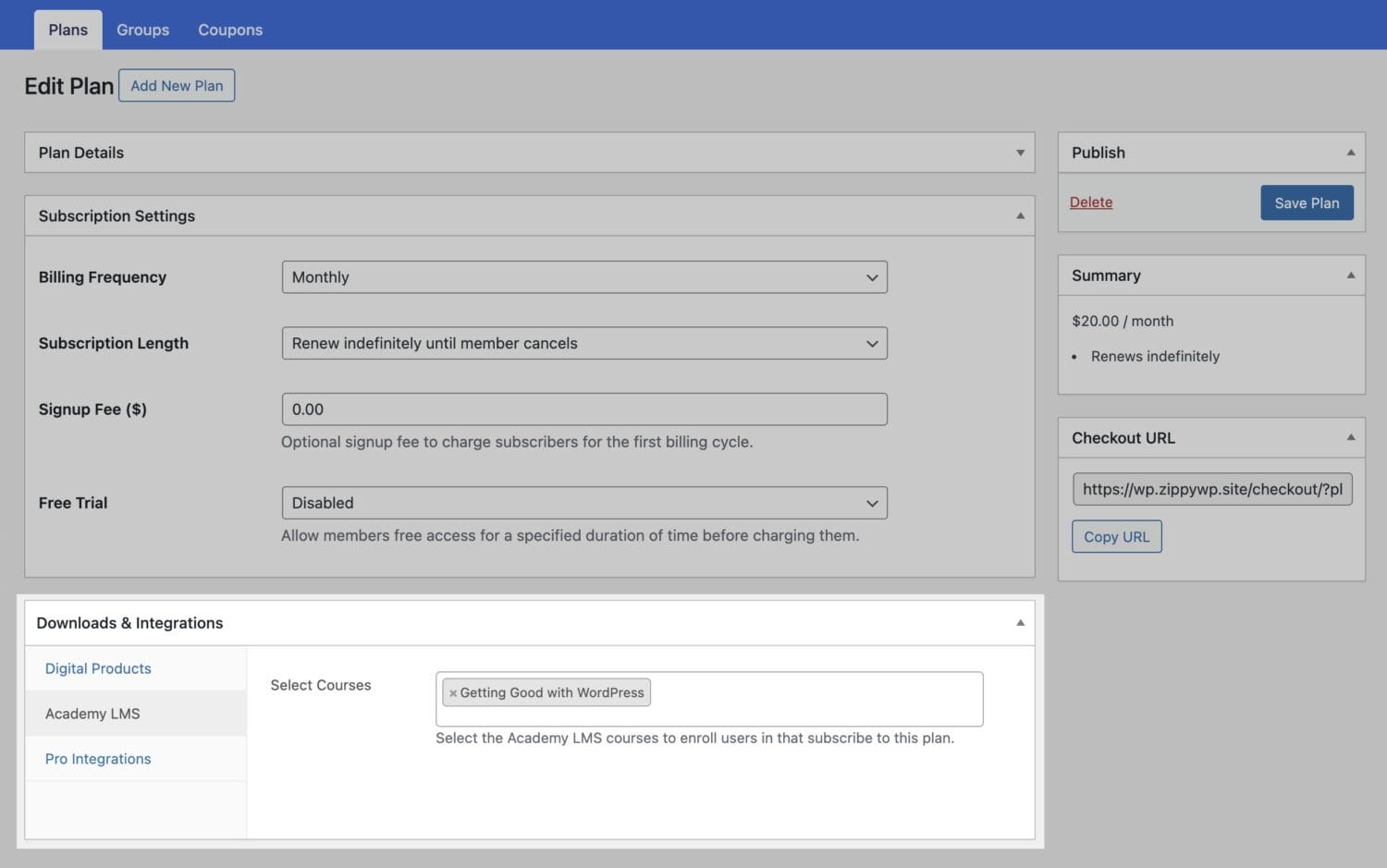 Selling Academy LMS courses with ProfilePress