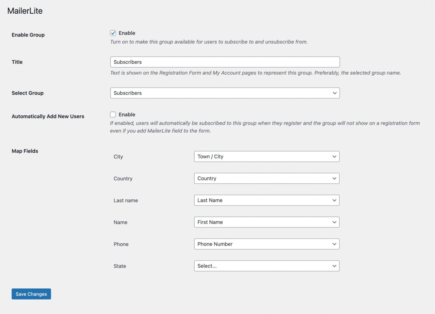 Adding MailerLite Group for setup in ProfilePress