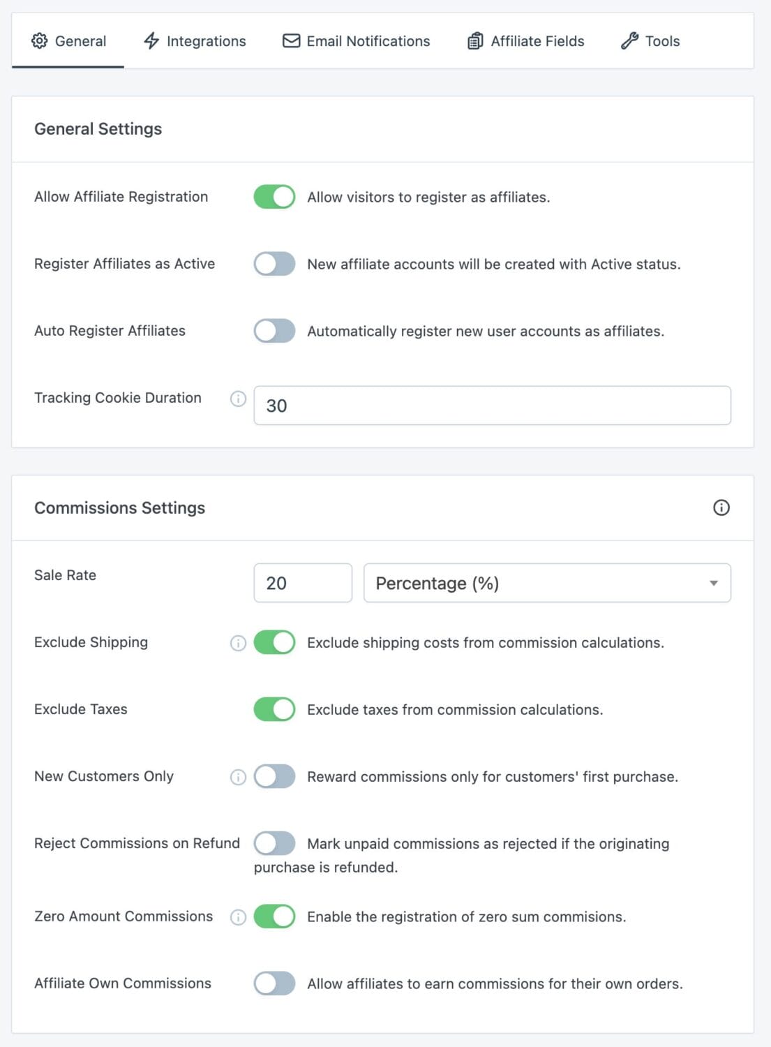 SliceWP general settings