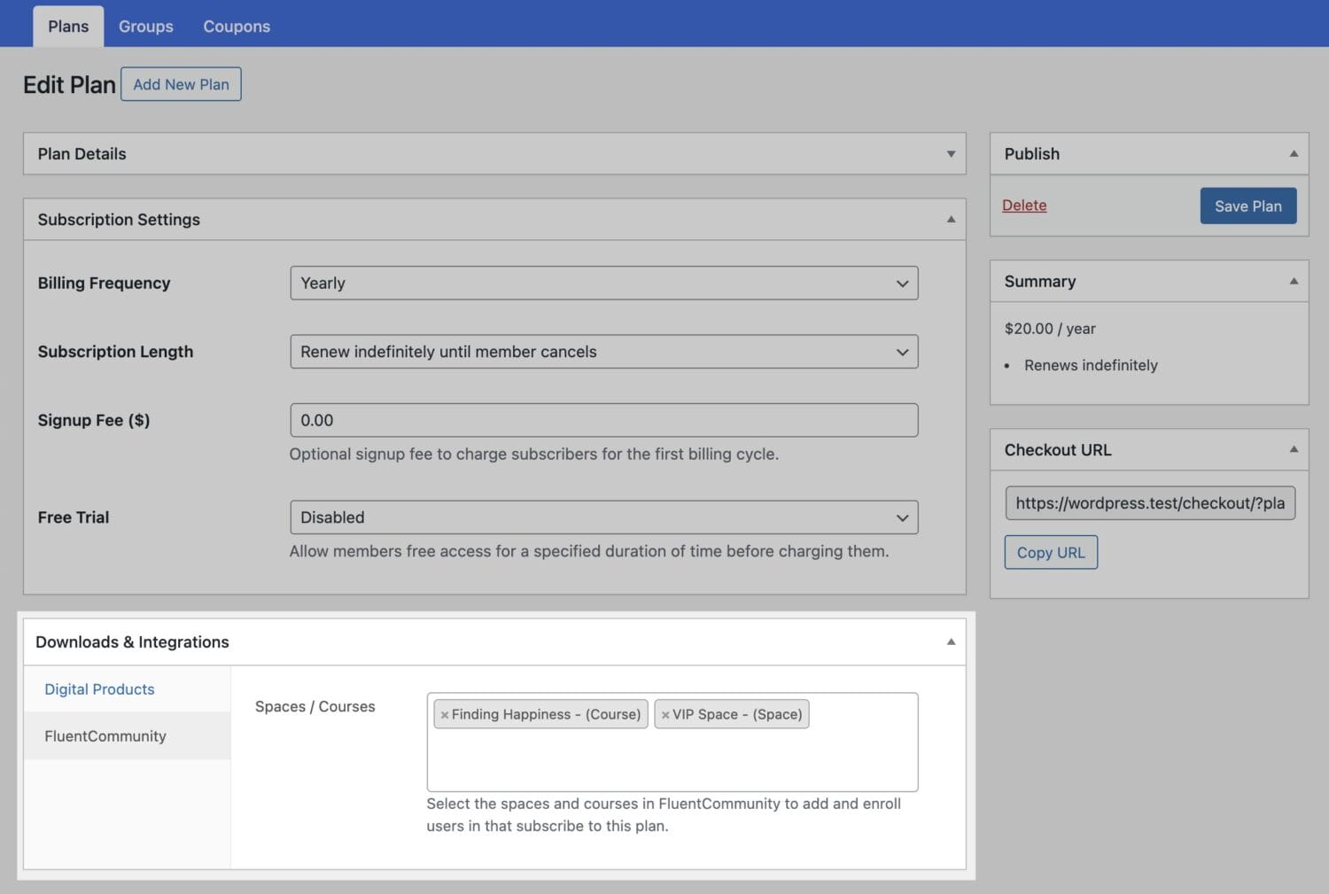 Monetizing FluentCommunity spaces and courses using ProfilePress