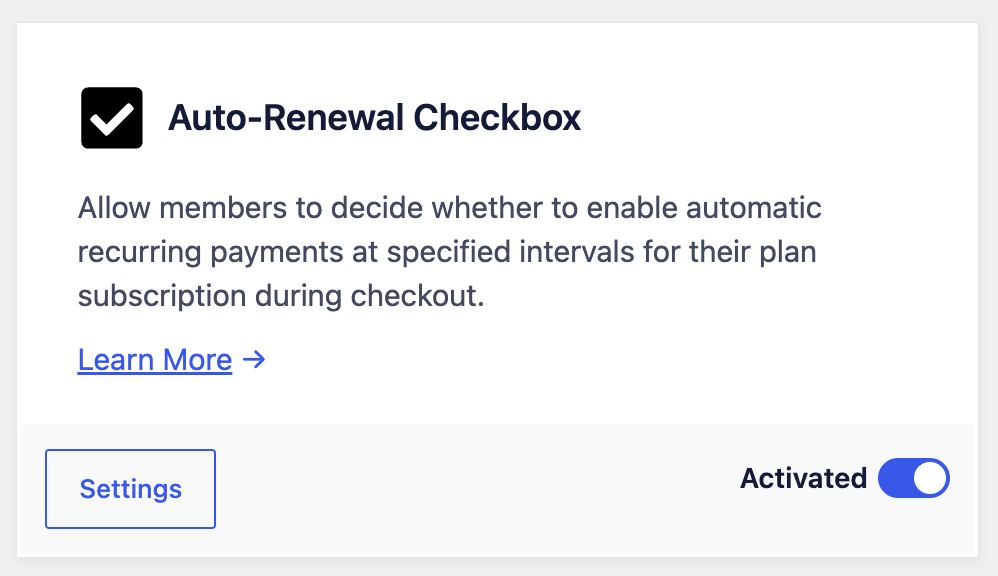 Auto-Renewal Checkbox addon