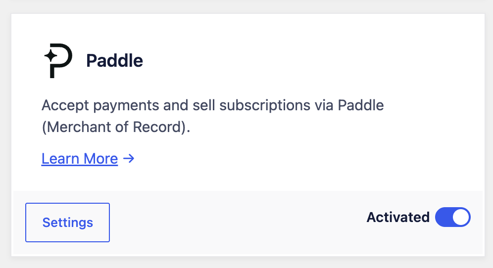 Activate Paddle addon