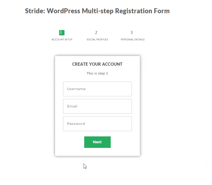 Stride: WordPress Multi-step Registration Form